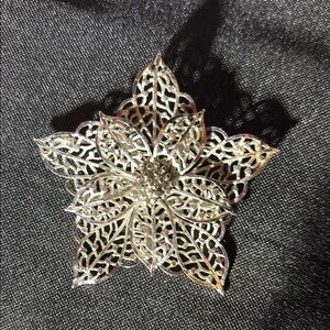 Vintage Corocraft Star Flower Silver Tone Filigree Brooch Silver Floral Brooch